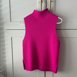 Zara Neon Fuchsia Sleeveless Turtleneck Sweater